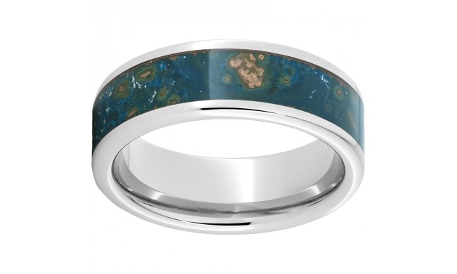 Serinium Pipe Cut Band with Blue Patina Copper Inlay