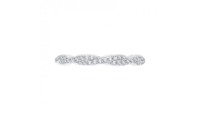 Shah Luxury 14K White Gold Round Eternity Diamond Wedding Band with Criss-Cross Crossover Shank