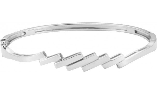 14K White Hinged Bangle Bracelet