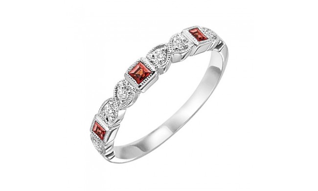 Gems One 14Kt White Gold Diamond (1/10Ctw) & Garnet (1/6 Ctw) Ring