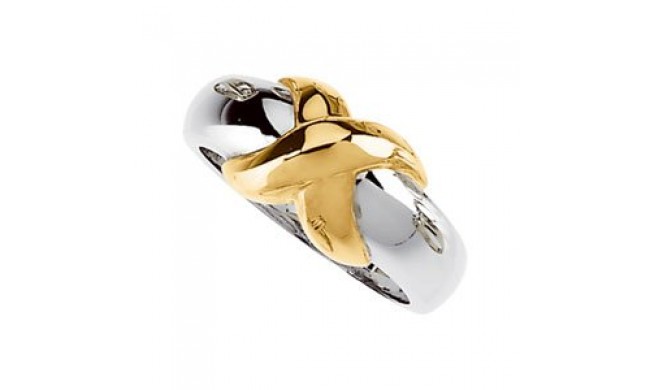 14K White/Yellow X Ring