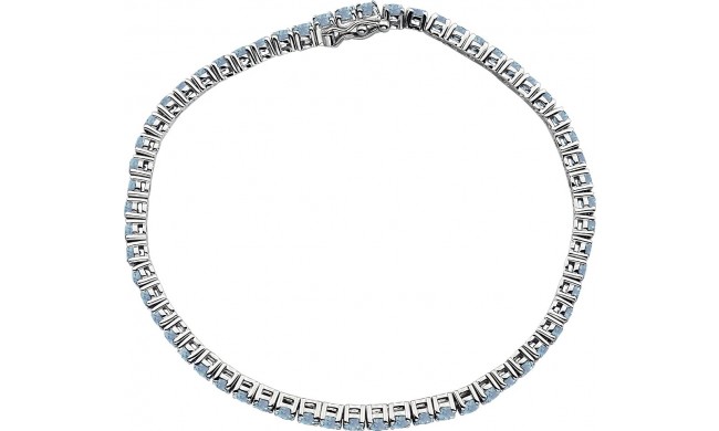 14K White Aquamarine Line 7.25 Bracelet