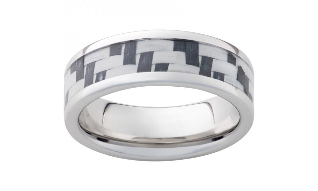 Serinium Pipe Cut Band with Gray Carbon Fiber Inlay