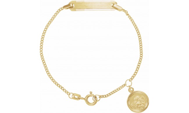 14K Yellow Youth Identification 4.5 Bracelet with Angel Charm