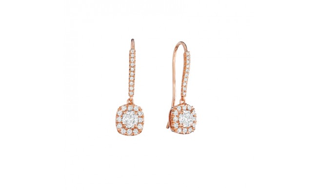 Henri Daussi 14k Rose Gold Diamond Drop Earrings