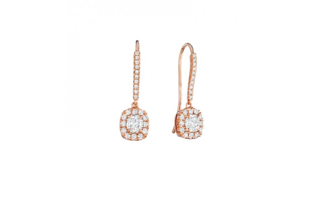 Henri Daussi 14k Rose Gold Diamond Drop Earrings