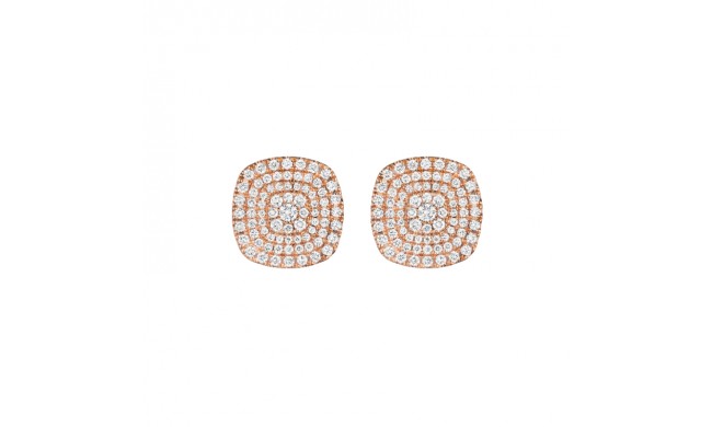 Henri Daussi 14k Rose Gold Diamond Stud Earrings