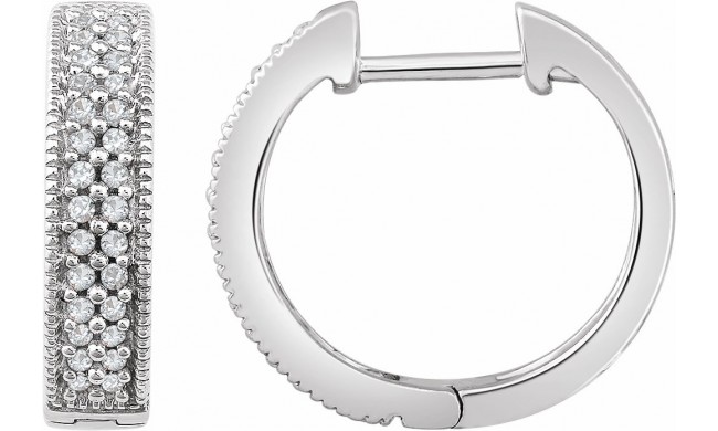 14K White 1/4 CTW Diamond Hoop Earrings