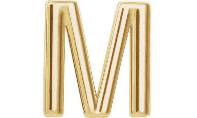 14K Yellow Single Initial M Earring