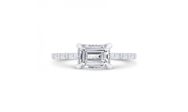 Shah Luxury Emerald Diamond Engagement Ring In 14K White Gold (Semi-Mount)