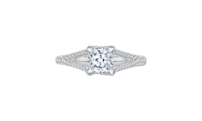 Shah Luxury Split Shank Cushion Cut Diamond Engagement Ring In 14K White Gold (Semi-Mount)