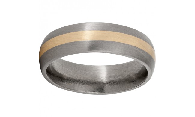 Titanium Domed Band with a 2mm 14K Yellow Gold Inlay and Satin Finish