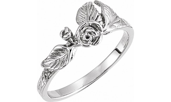 14K White Floral-Inspired Ring