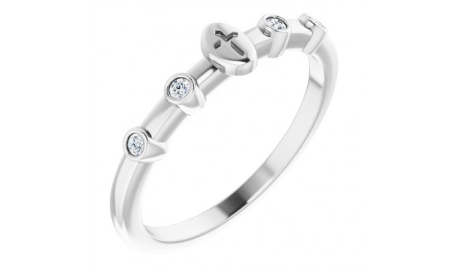 14K White .06 CTW Diamond Stackable Cross Ring