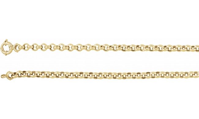14K Yellow 6.5 mm Hollow Rolo 7 Chain