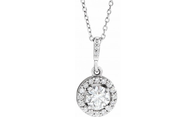 14K White 1/2 CTW Diamond Halo-Style 18 Necklace