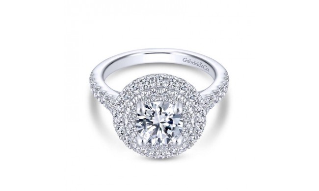 Gabriel & Co. 14k White Gold Rosette Double Halo Engagement Ring