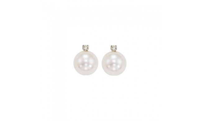 Gems One 14Kt White Gold Diamond (1/20Ctw) & Pearl (1 Ctw) Earring