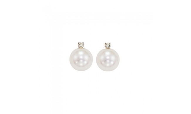 Gems One 14Kt White Gold Diamond (1/20Ctw) & Pearl (1 Ctw) Earring