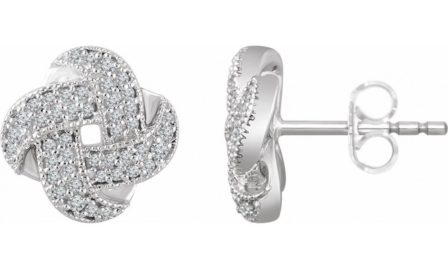 14K White 1/3 CTW Diamond Knot Earrings