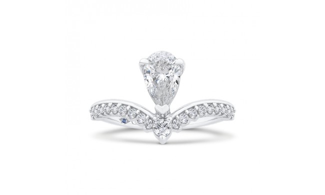 Shah Luxury 14K White Gold Pear Diamond Engagement Ring (Semi-Mount)