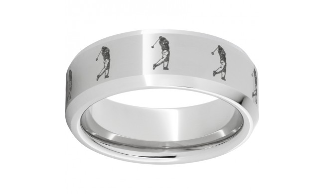 Serinium Beveled Edge Band with Golfer Laser Engraving