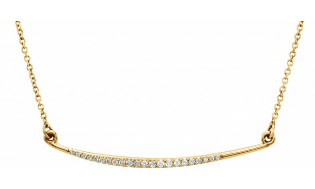 14K Yellow 1/8 CTW Diamond Curved Bar 16 Necklace