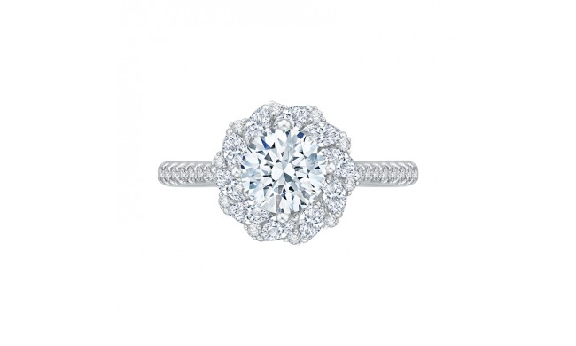 Shah Luxury 14K White Gold Round Diamond Floral Engagement Ring (Semi-Mount)