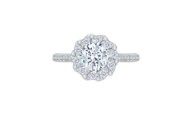 Shah Luxury 14K White Gold Round Diamond Floral Engagement Ring (Semi-Mount)