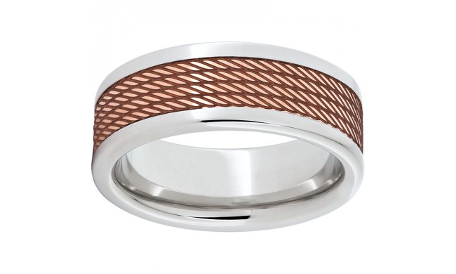 Serinium Pipe Cut Band with Copper Inlay and Cable Laser Engraving