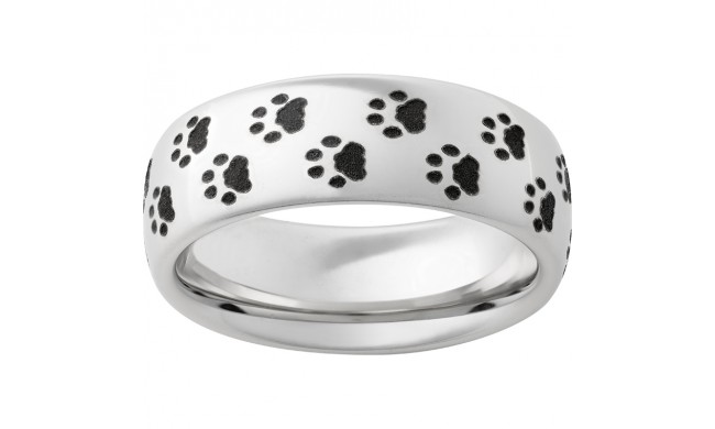 Serinium Domed Band with Cougar Tracks Laser Engraving