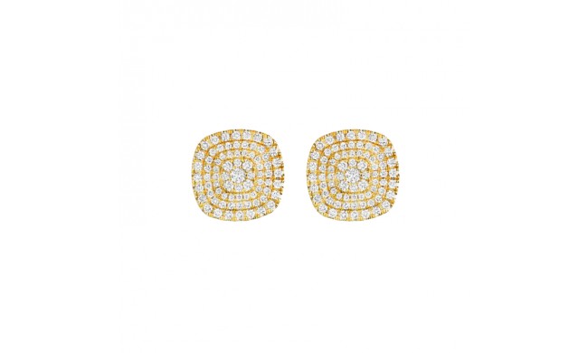 Henri Daussi 18k Yellow Gold Diamond Stud Earrings