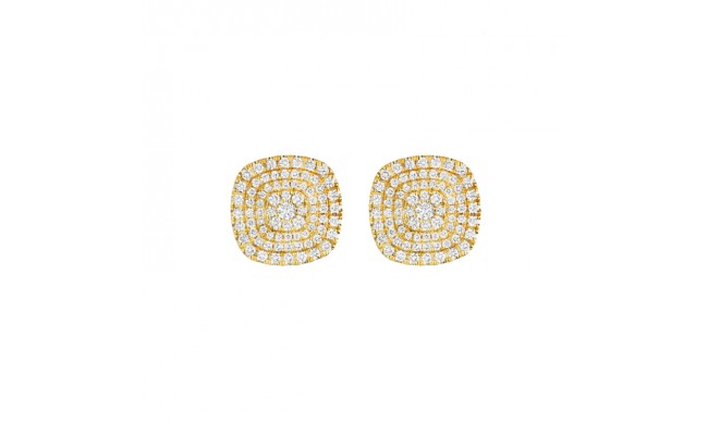 Henri Daussi 18k Yellow Gold Diamond Stud Earrings