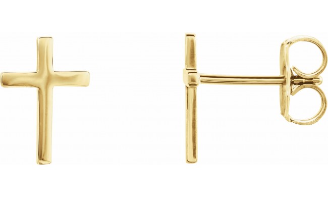 14K Yellow 10 mm Cross Earrings