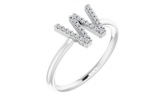 14K White .07 CTW Diamond Initial W Ring