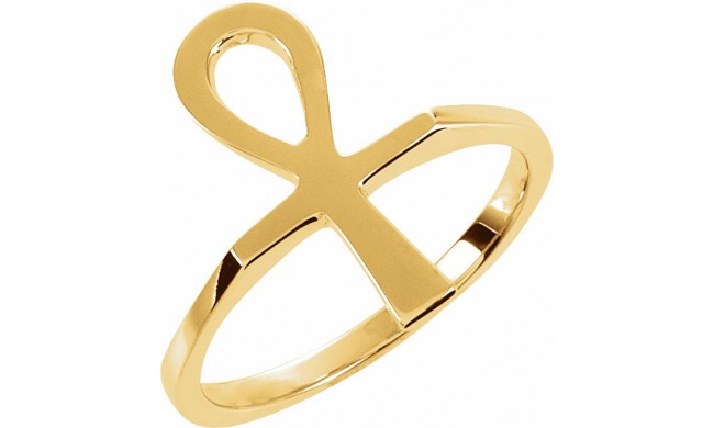 14K Yellow Ankh Ring