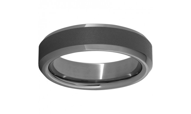 Rugged Tungsten  6mm Beveled Edge Band with Sandblast Finish