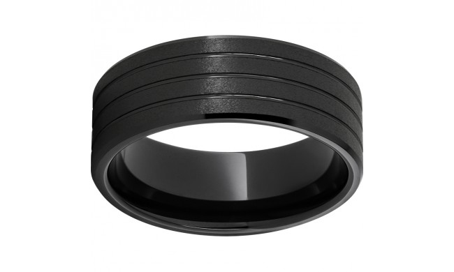 Black Diamond Ceramic Beveled Edge Band with Three .5mm Grooves and Stone Finish