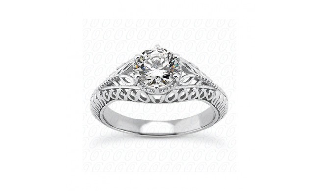 14k White Gold Diamond Semi-Mount Antique Engagement Ring