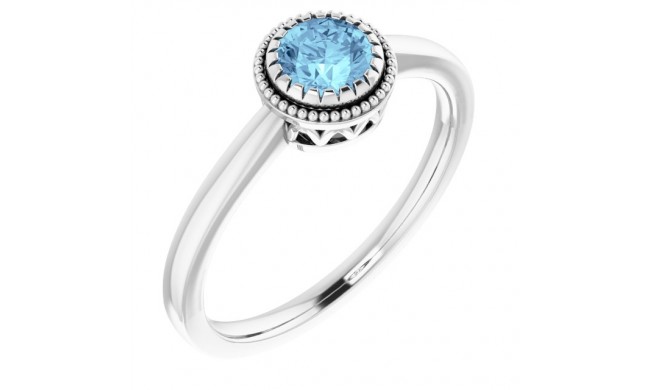 14K White Aquamarine March Birthstone Ring