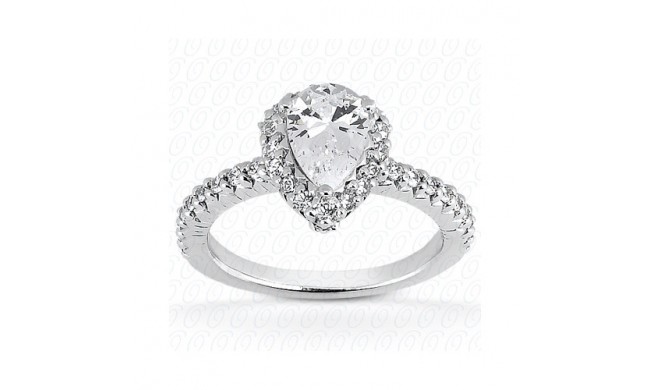 14k White Gold Diamond Semi-Mount Halo Engagement Ring