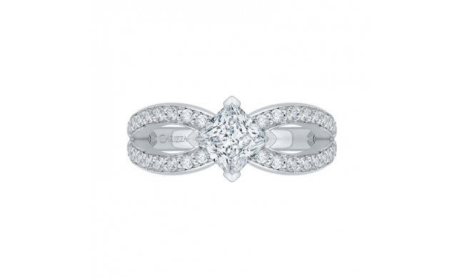 Shah Luxury 14K White Gold Princess Diamond Engagement Ring with Split Shank (Semi-Mount)