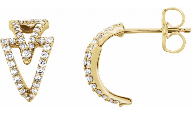 14K Yellow 1/4 CTW Diamond Geometric Hoop Earrings