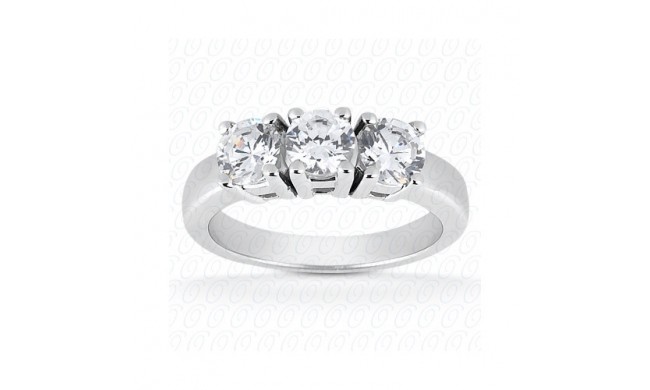 14k White Gold Diamond Semi-Mount 3 Stone Engagement Ring