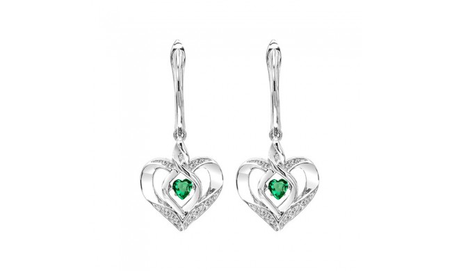 Gems One Silver Diamond (1/50 Ctw) & Created-Emerald (1/4 Ctw) Earring