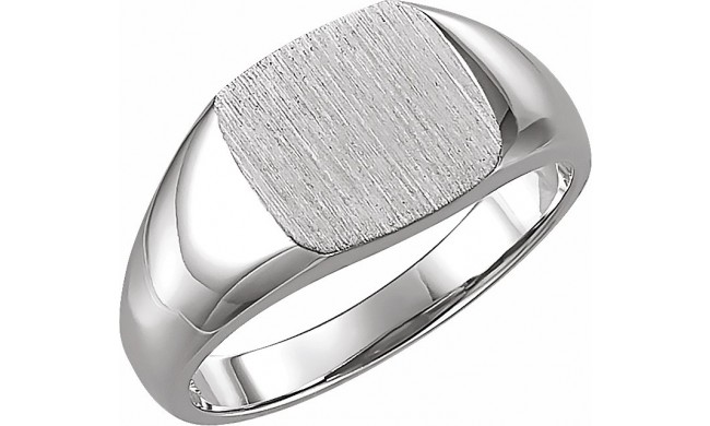 14K White 9 mm Square Signet Ring