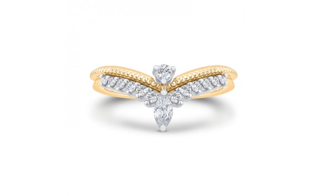 Shah Luxury 14K Two Tone Gold Diamond Contour Band