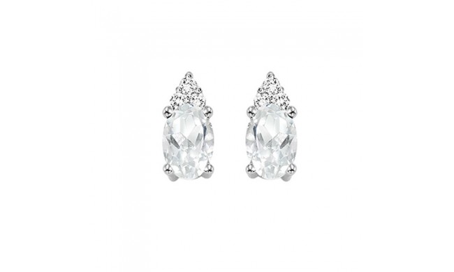 Gems One 10Kt White Gold Diamond (1/20Ctw) & White Topaz (5/8 Ctw) Earring