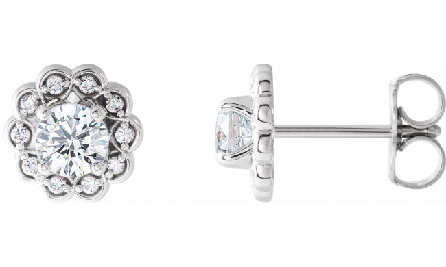 14K White 5/8 CTW Diamond Halo-Style Earrings