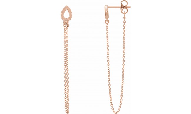 14K Rose Leaf Chain Earrings
